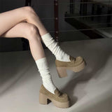 スウェードハイヒールローファー