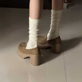 スウェードハイヒールローファー