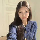 刺繍ロゴ金ボタンカーディガン