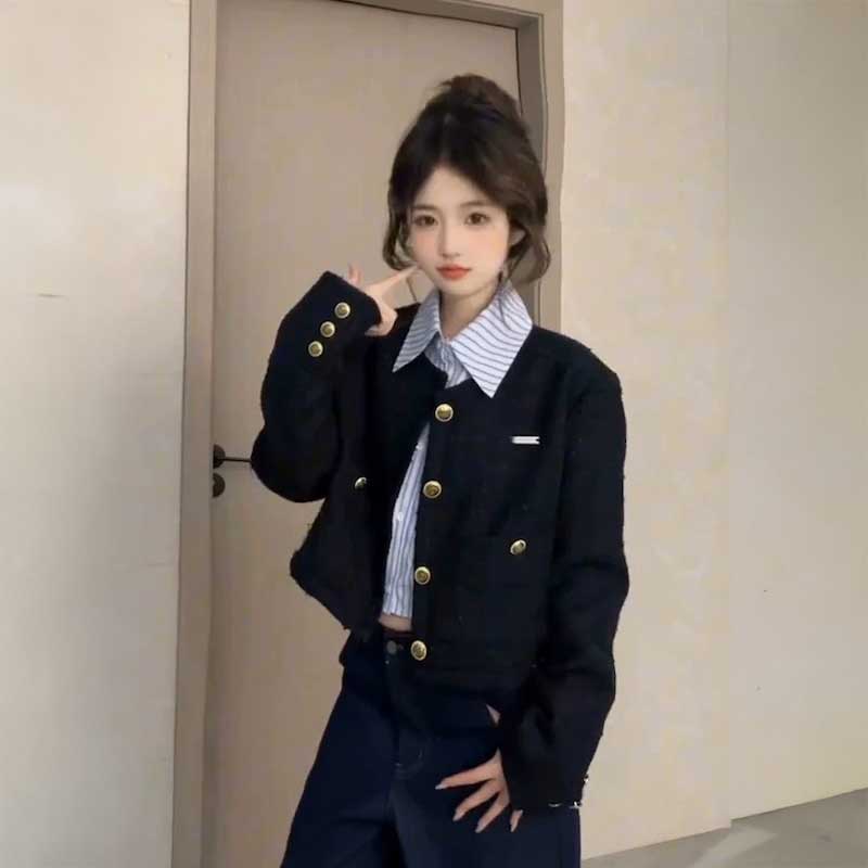 ネイビーツイードボタンジャケット