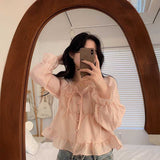 フレアリボンティアードブラウス