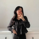 フレアリボンティアードブラウス