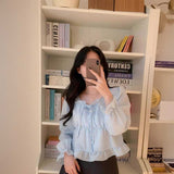 フレアリボンティアードブラウス