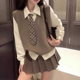 ブラウンチェック制服コーデ4点SET