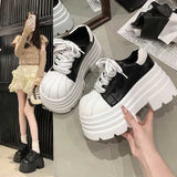 超厚底ステッチレザースニーカー