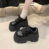 超厚底ステッチレザースニーカー