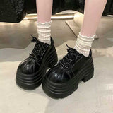 超厚底ステッチレザースニーカー