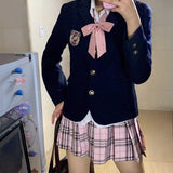 ピンクチェック私立制服コーデ4点SET