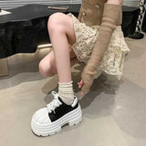 超厚底ステッチレザースニーカー
