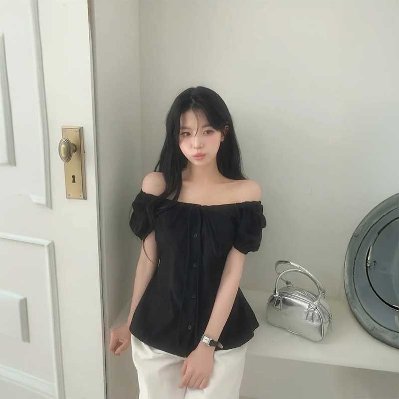 ウエストマークリボンブラウス