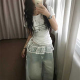 サイドギャザーピクセルアゲハTシャツ