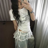 サイドギャザーピクセルアゲハTシャツ