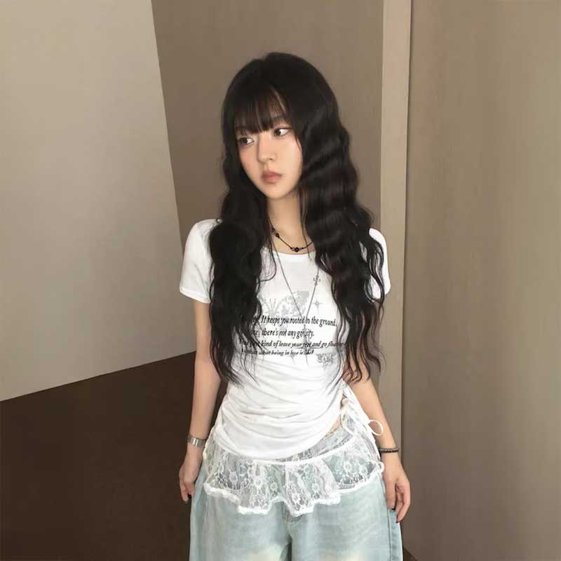 サイドギャザーピクセルアゲハTシャツ