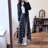 ラップチェックロングスカート