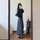 ラップチェックロングスカート