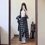 ラップチェックロングスカート