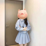ニットベスト＆ストライプシャツワンピースSET