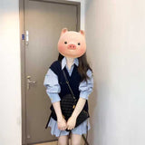 ニットベスト＆ストライプシャツワンピースSET