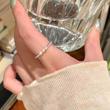 リボンパールストーンリング2点SET