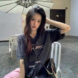 ピンクウォッシュプリントTシャツ