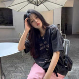 ピンクウォッシュプリントTシャツ