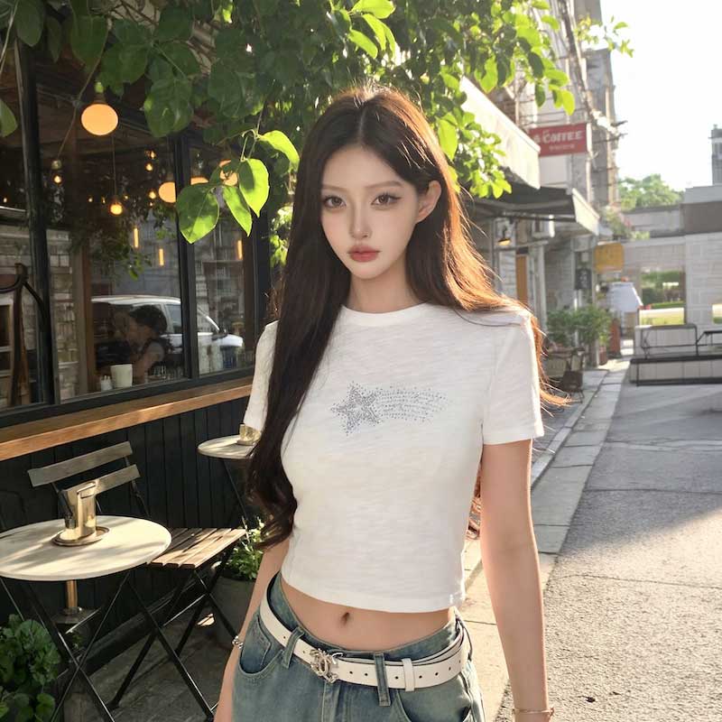 スタースパークリングクロップドTシャツ