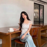 レーススリーブドッキングTシャツ
