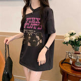アシンメトリーデザインネックTシャツ