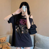 アシンメトリーデザインネックTシャツ