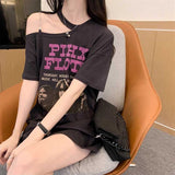 アシンメトリーデザインネックTシャツ