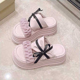 厚底デザインリボンフリルサンダル