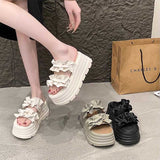 厚底ダブルフリルベルトサンダル