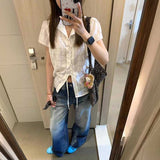 フロントレースアップチェックシャツ
