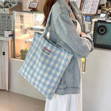 ギンガム刺繍トートバッグ