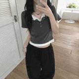 ダブルボタンレイヤードTシャツ