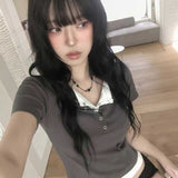 ダブルボタンレイヤードTシャツ