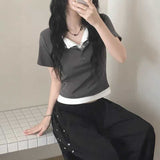 ダブルボタンレイヤードTシャツ