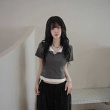 ダブルボタンレイヤードTシャツ