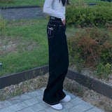 バックリボン刺繍ストレートデニム