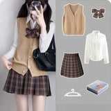 ベーシックニットベスト制服コーデ4点SET