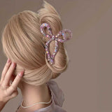 ピンクグリッターリボンヘアクリップ