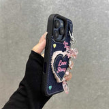 Y2KデニムハートiPhoneケース