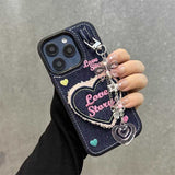 Y2KデニムハートiPhoneケース