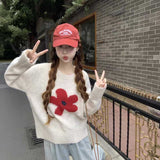 フラワーコントラストニット