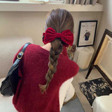 ベロアリボンホリデーヘアクリップ
