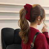 ベロアリボンホリデーヘアクリップ