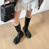 厚底ラウンドトゥロングブーツ