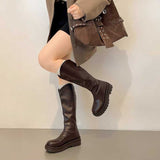 厚底Vカットロングブーツ