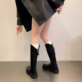 厚底Vカットロングブーツ