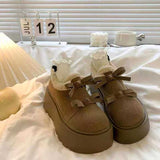 厚底ダブルリボンミニムートンブーツ